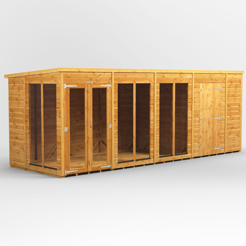 Powersheds 18 x 6ft Timber Tongue & Groove Pent Summerhouse Combi (includes 6ft Side Store)