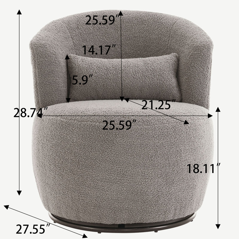 Teddy Swivel Armchair, Grey Teddy
