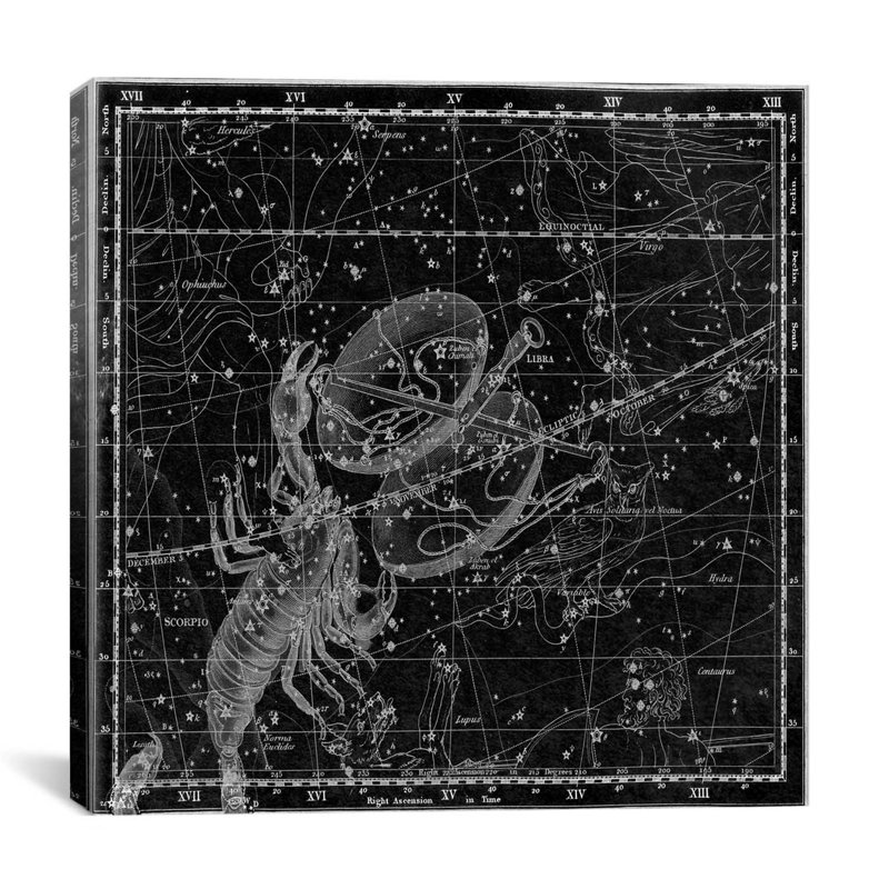 "Cartes et graphiques", "Atlas céleste - planche 19 (Balance, Scorpion)" par Alexander Jamieson, impression sur toile