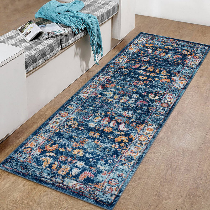 Tapis de couloir à tissage floral 2 pi x 6 pi