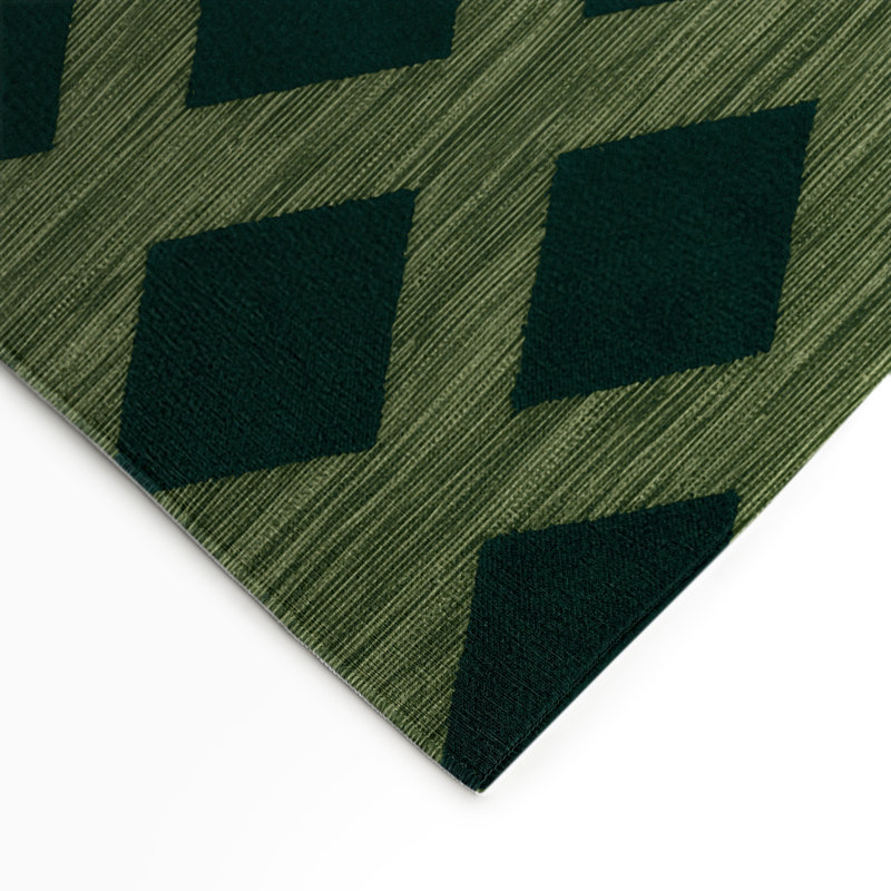 Tapis d'intérieur et d'extérieur à carreaux vert, Rectangulaire 3 pi x 5 pi