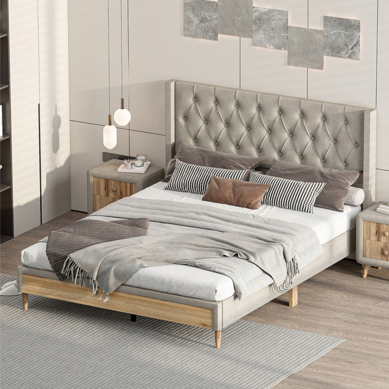 Winston Porter Upholstered Tufted Platform Bed Wayfair