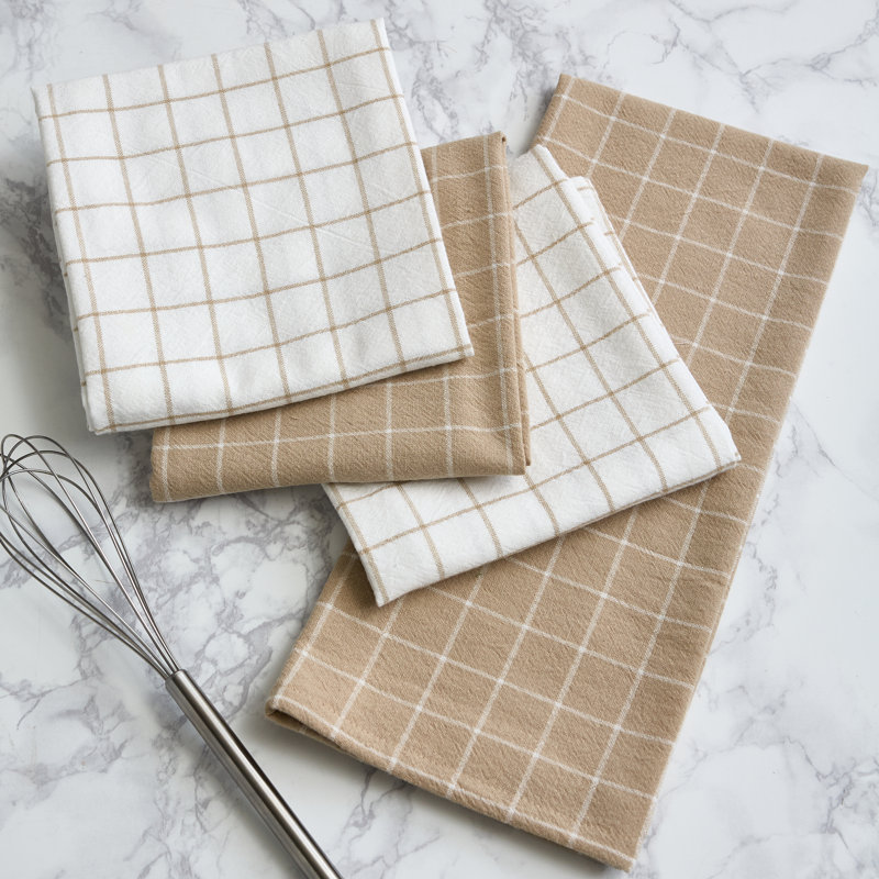 Printed Microfiber Dishtowel Set/4, Beige