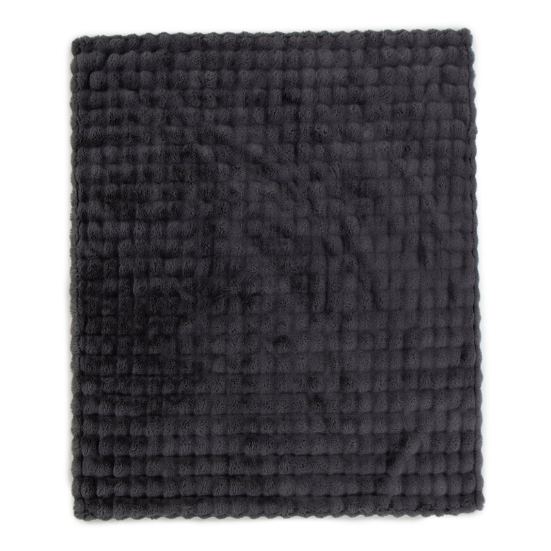 Ashford Home Plush Cascade Throw Blanket, Ultra-Soft Cozy Textured Accent, 50 x 60 Inches, Charcoal