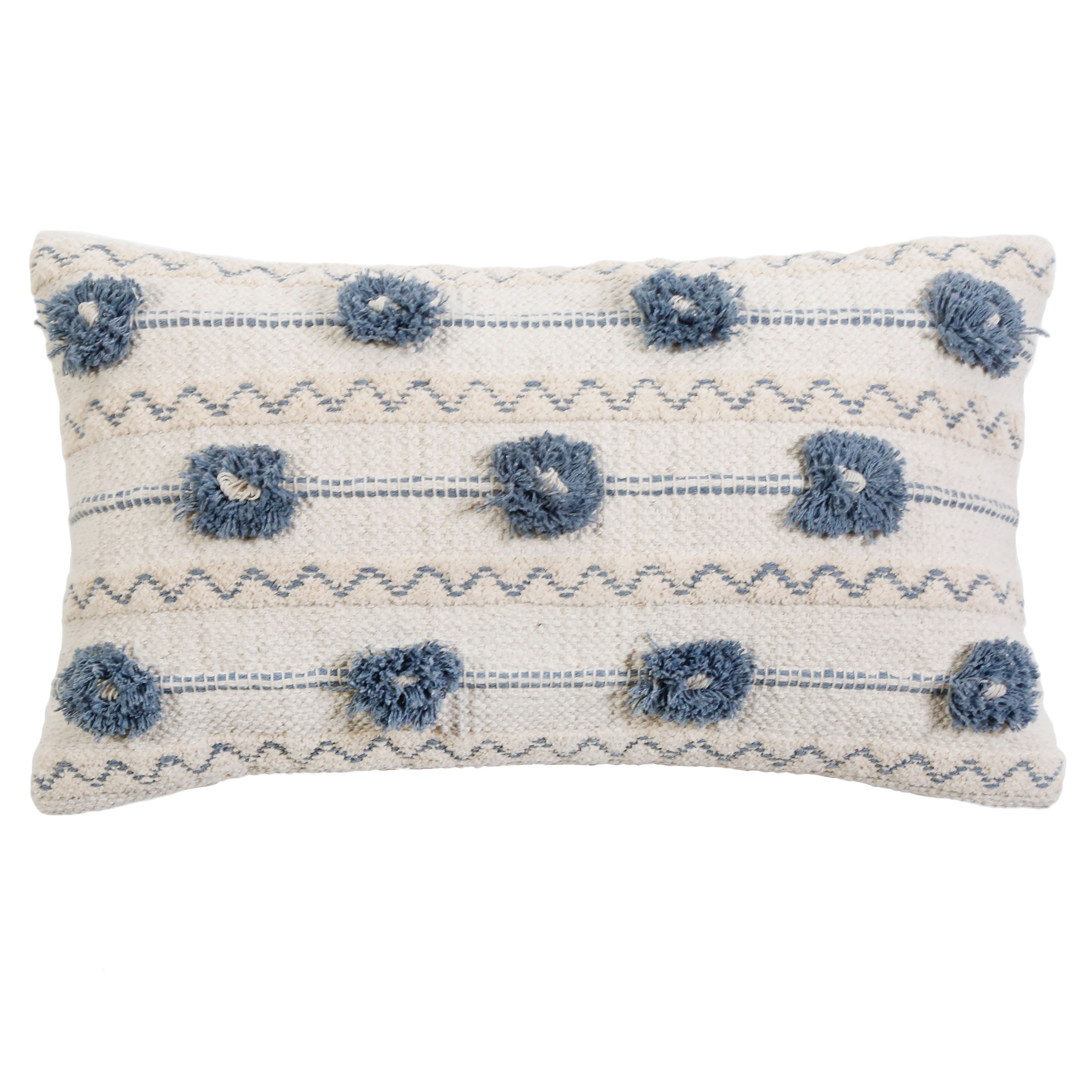 White pillows outlet with pom poms