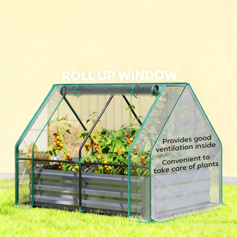 2-In-1 Raised Planter Greenhouse,Raised Garden Bed,Planter Raised Bed, Dark Gray