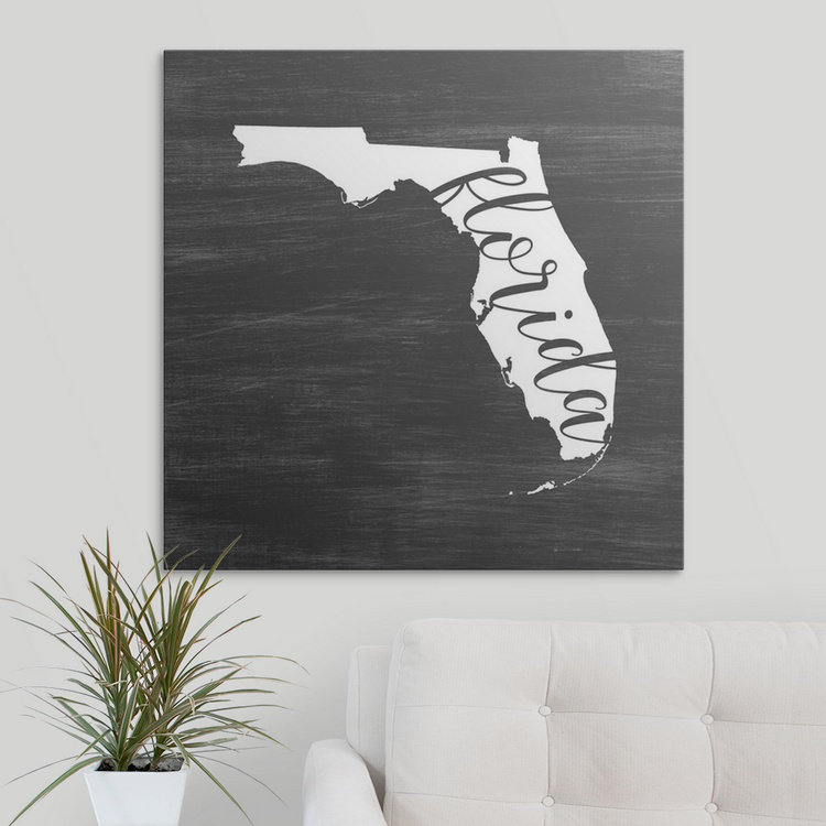 " Home State Typography Florida ", 24" H x 24" W x 1.5" D, Canvas