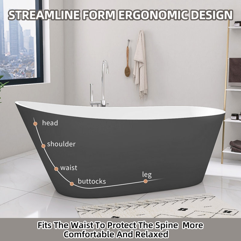 Bathtubs 59'' x 29.12'' Soaking Acrylic Bathtub