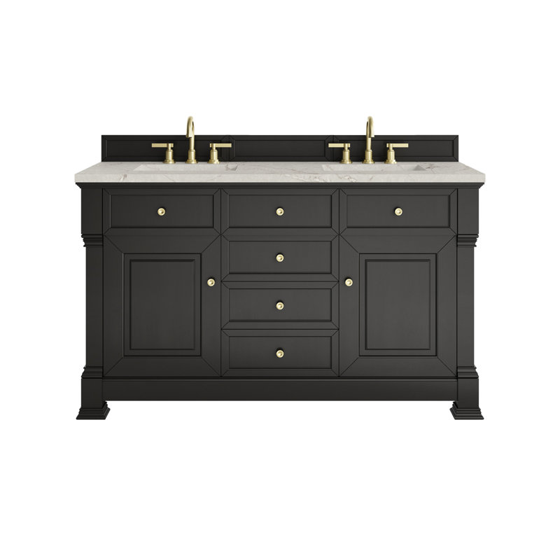 Brookfield 60'' W Double Vanity, Black Onyx, Victorian Silver, Widespread