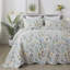Ensemble de literie pour courtepointe à motif floral grand format 3 pièces HoneiLife, couvre-lit en mélange de tissu doux avec taies décoratives assorties, blanc-124529159-124529156
