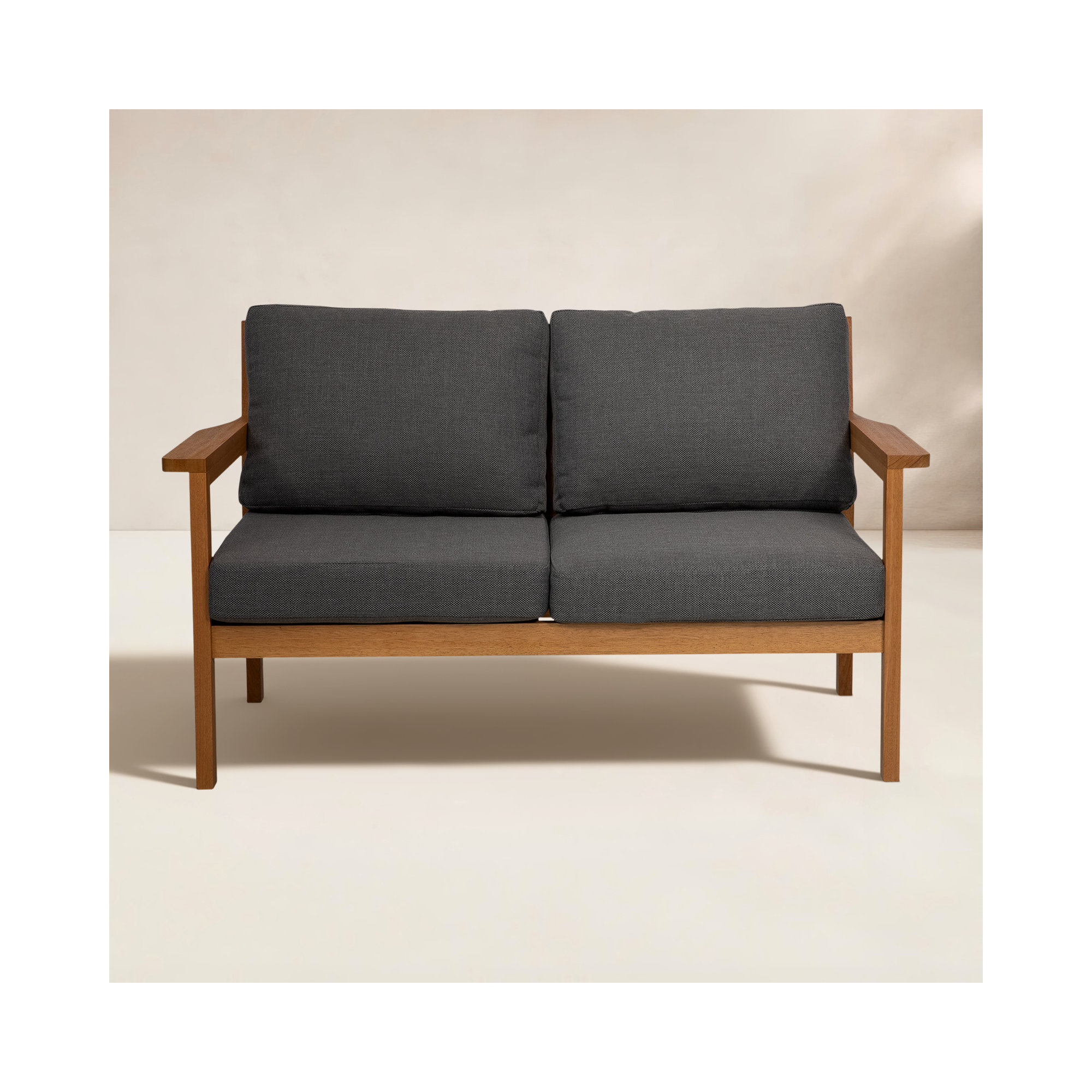 Lanie 53" Eucalyptus Outdoor Loveseat, Gray