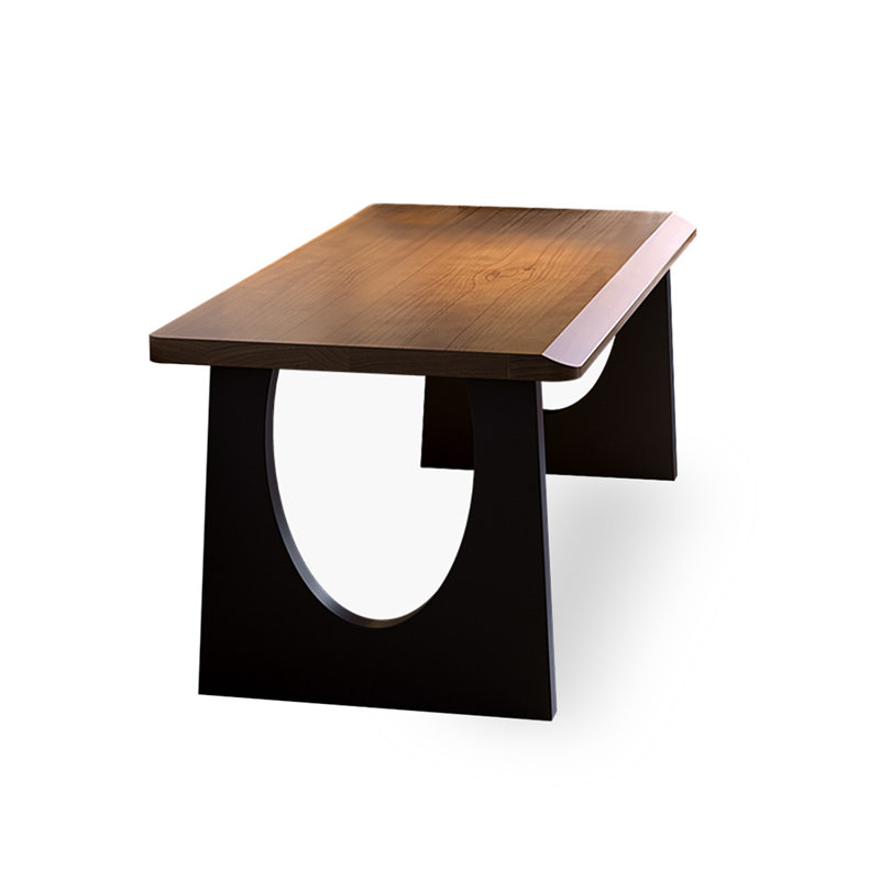 Bureau rectangulaire en bois massif noir, 29.53" H x 62.99" W x 27.56" D