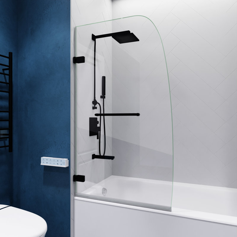 Vensea Series 31.5'' W x 56'' H Pivot Frameless Tub Door with Clear Glass