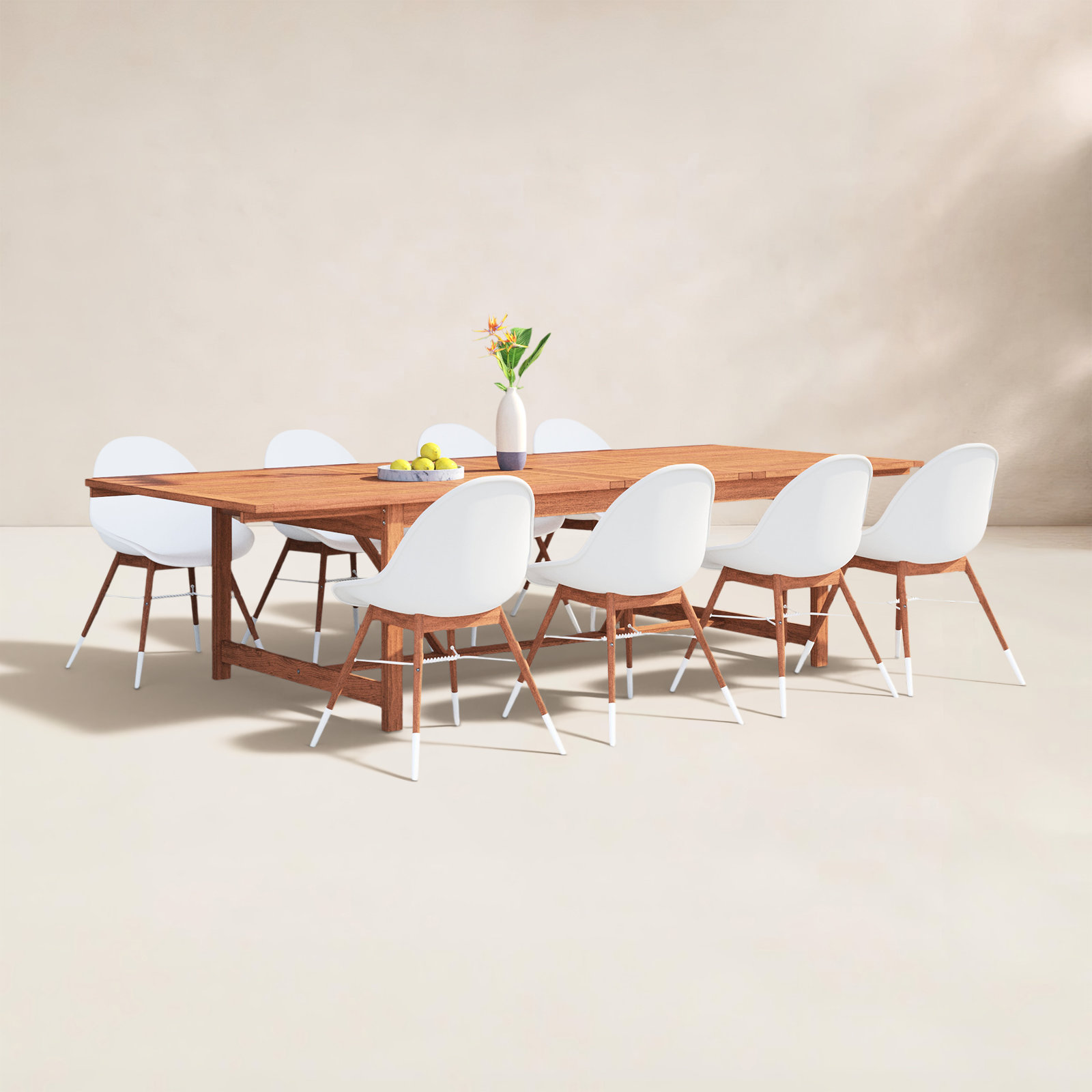 Anautica 79" Eucalyptus Patio Dining Set, White