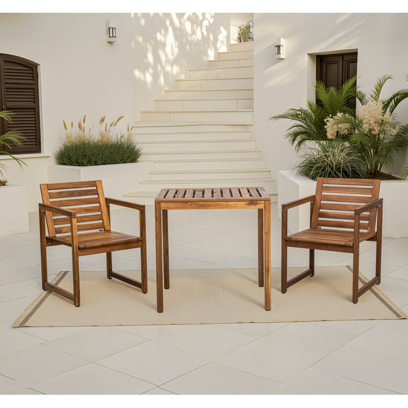 3 Piece Solid Wood Patio Dining Set