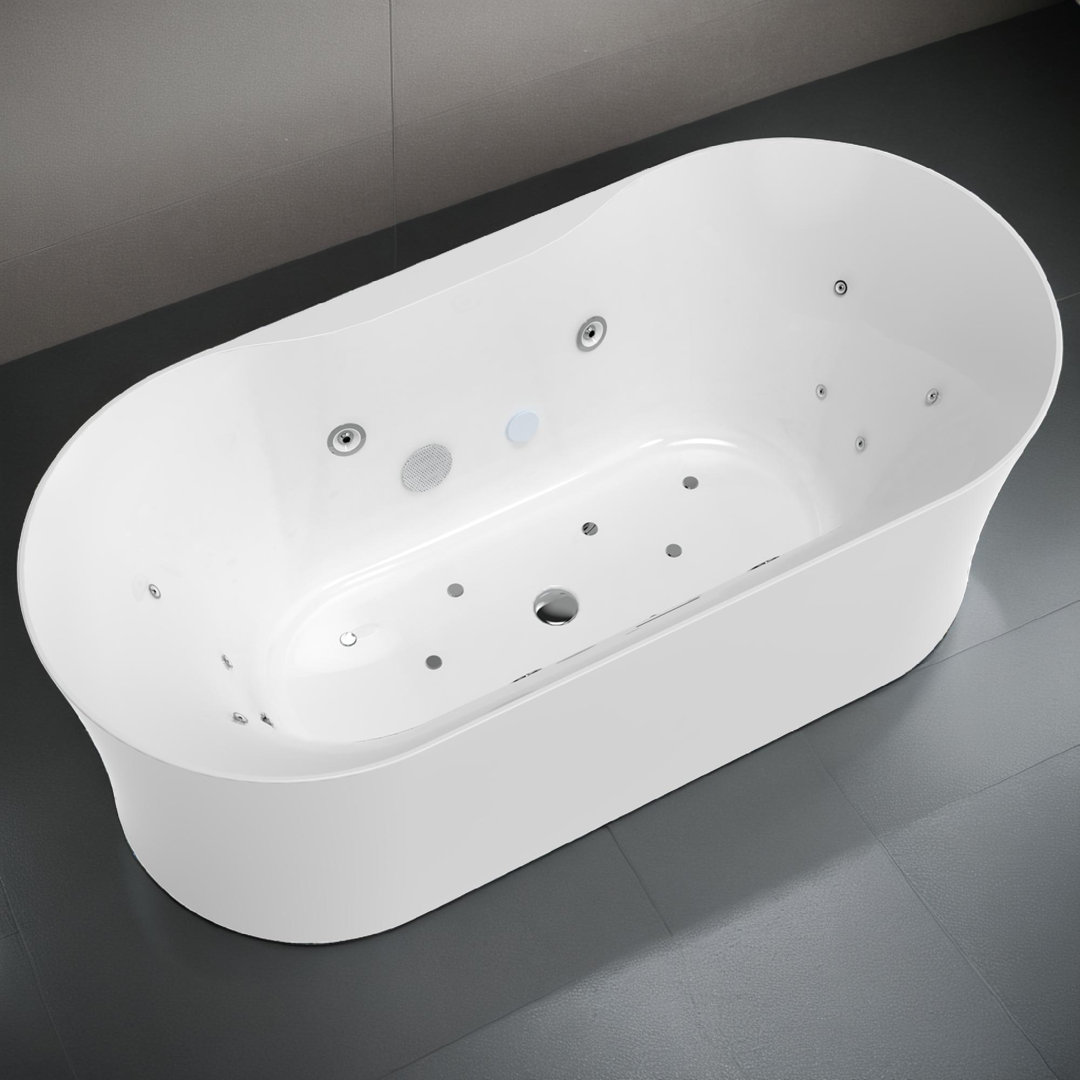 ANZZI Julia Series 67 In. Freestanding Acrylic Air And Whirlpool Bathtub With Touch Sensative Control And Chroma Lights ANZZI