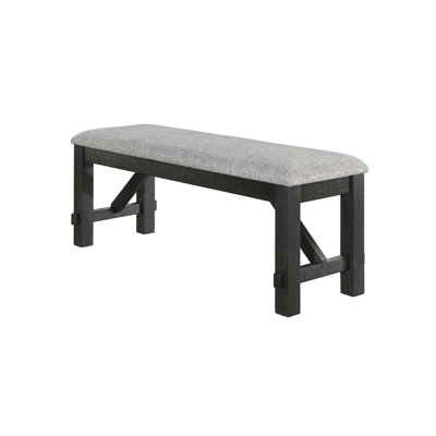 Cottage Style 1Pc Upholstered Seat Wheat Charcoal Finish Bench Dining Room Bedroom Wooden Furniture Standard Height