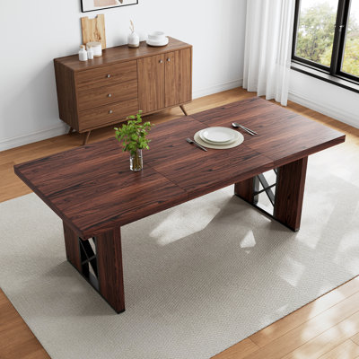 Rectangular Kitchen Dining Table For 6-8 People, Modern Farmhouse Style Dining Table, Suitable For Restaurants, Kitchens, And Living Rooms.