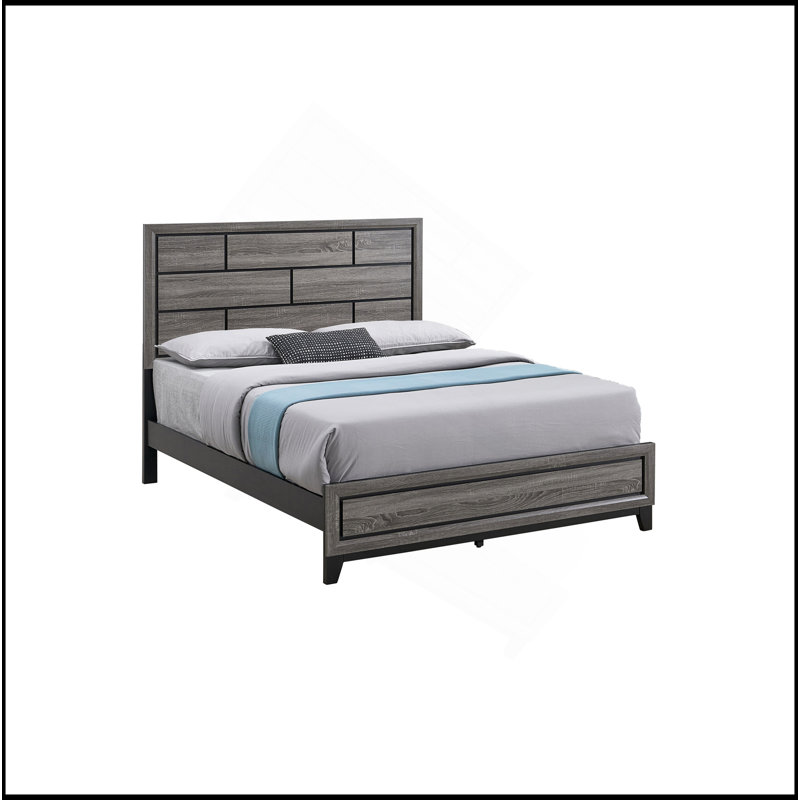 Grand lit (matelas non inclus), gris, Gris, Grand lit