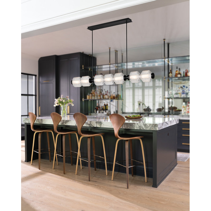 Reign Steel Dimmable LED Kitchen Island Chandelier, Matte Black