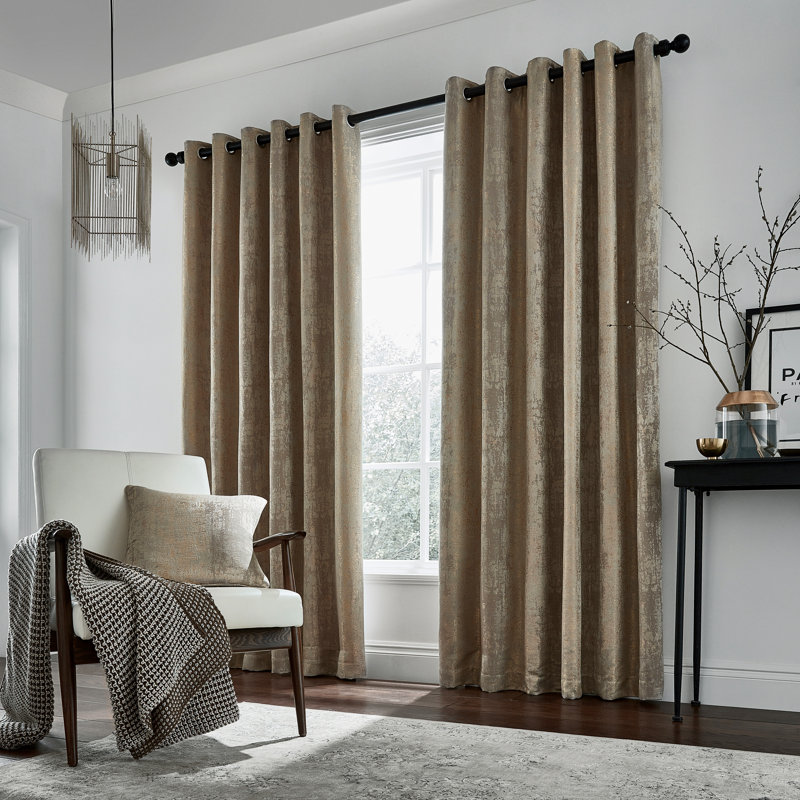 Roma Eyelet Room Darkening Curtains, 167cm Width x 228cm Drop, Truffle