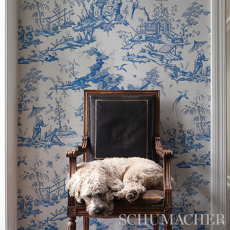Shengyou Toile Wallpaper, Blue