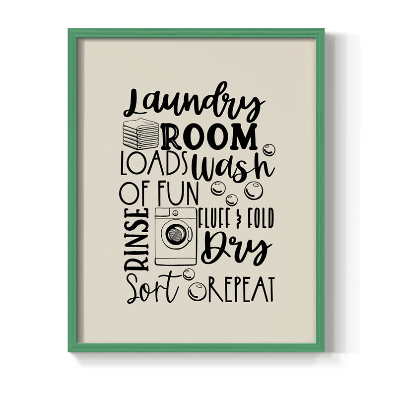 Laundry Room Framed Print - Solid Wood, 30" H x 24" W, Green