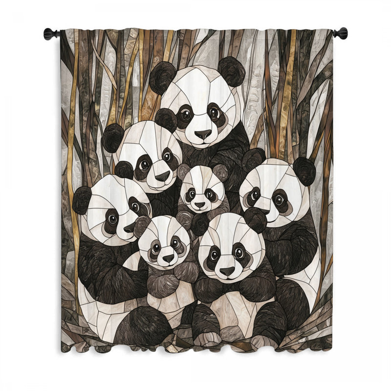 Rideaux de fenêtre Panda Family, L 50 po x L 84 po