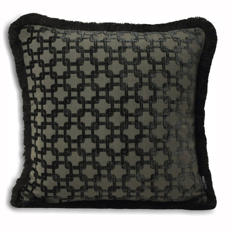Streeter Geometric Square Cushion Cover, 45cm H x 45cm W x 1cm D, Black