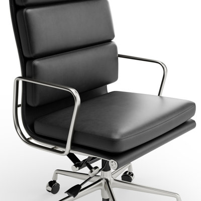 Modern Genuine Leather Executive Office Chair with Aluminum Frame
