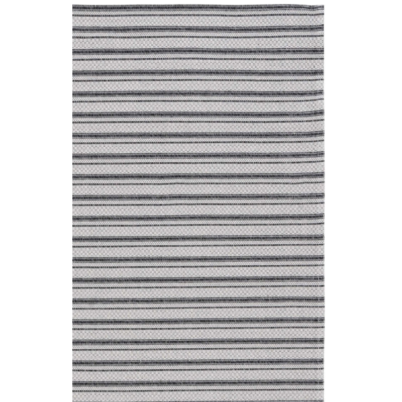 Martha Stewart Cotton Striped Rug in Charcoal/Gray, Rectangle 4' x 6'