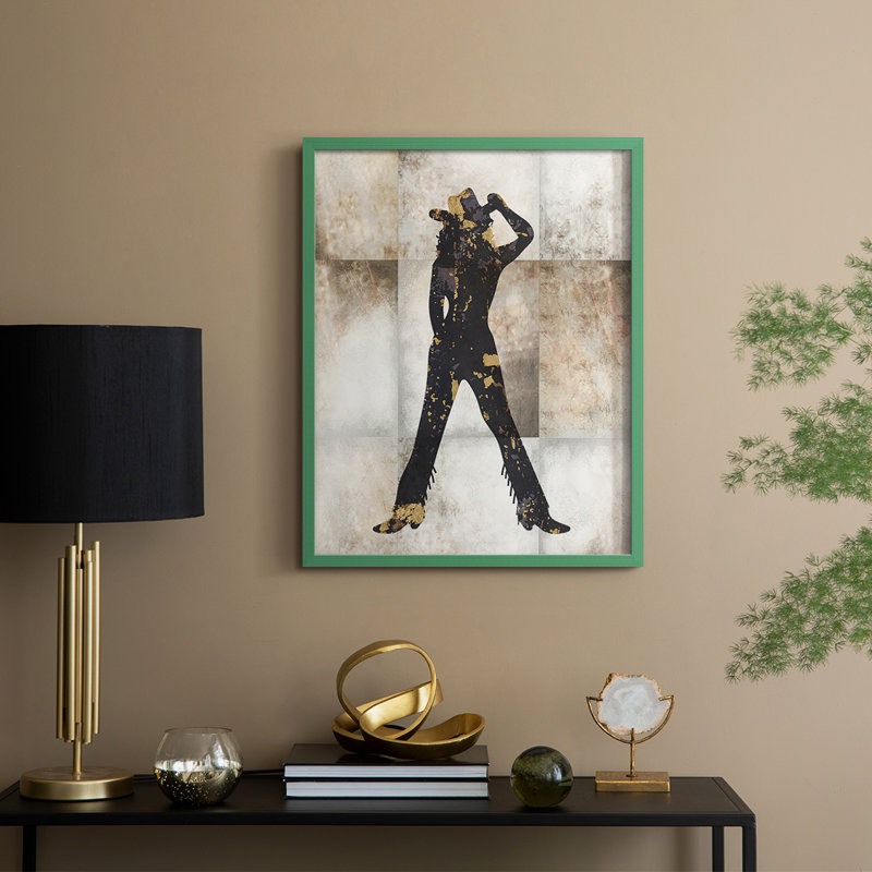 Cowgirl II, reproduction encadrée - bois massif, H 15 po x l 12 po, Vert