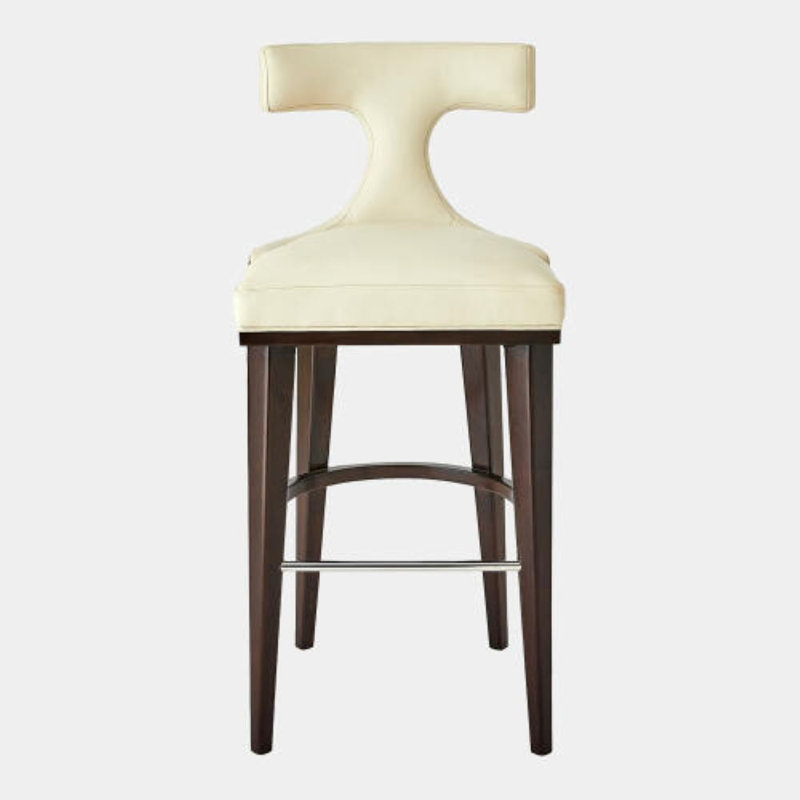 Tabouret de bar à dossier en cuir ivoire Anvil H 42 po x l 19 po x P 22 po