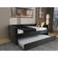 Lit de jour simple pour lit gigogne, cadre de lit en velours noir, peu encombrant pour les petites chambres à coucher, bois et métal, lit de jour rembourré facile à entretenir avec lit gigogne, espaces de solution, construction, assemblage