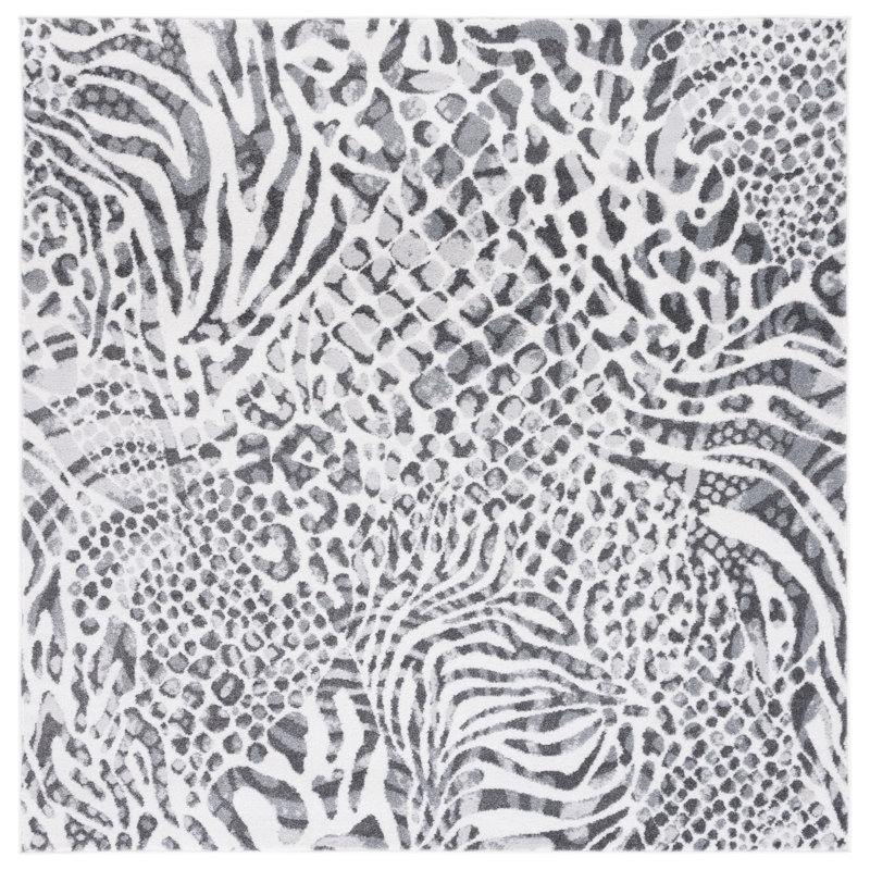 Alynn Performance Animal Print Rug, Square 6'7"