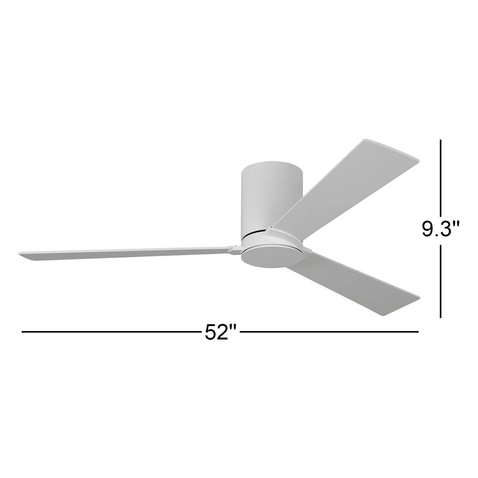 Salma 3 Blade Ceiling Fan, Matte White, Matte White, 9.3" H x 52" W