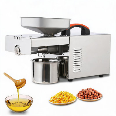 Presse à huile Enjyam 900 W en acier inoxydable – Extracteur d'huile électrique automatique à chaud et à froid pour graines et noix, idéal pour un usage domestique (arachides, sésame, noix, amandes, graines de courge) – États-Unis