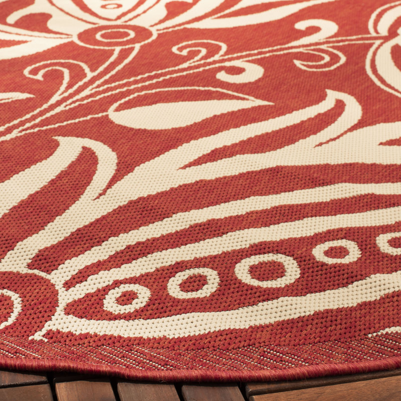 Tapis d'intérieur / extérieur à motif floral Courtyard Performance, Rond 5 pi 3 po
