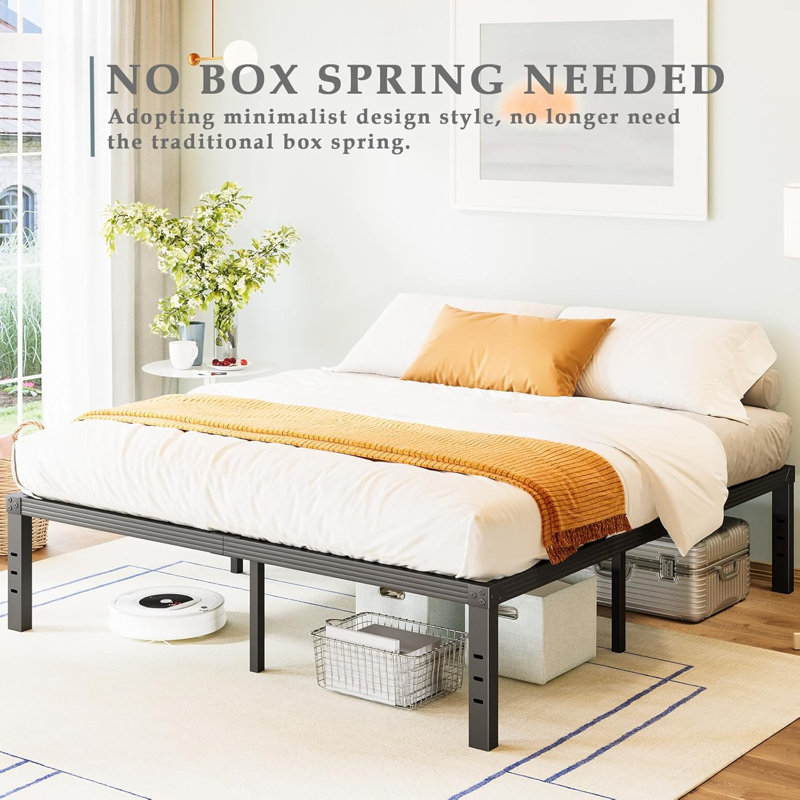Black Heavy Duty Metal Queen Platform Bed Frame