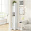 Armoire de rangement pour salle de bain de 71 pouces de hauteur, armoire étroite en métal à 5 niveaux avec 2 portes et tablettes réglables, armoire autoportante pour économiser de l'espace dans la cuisine, la salle de lavage, le garde-manger, blanc