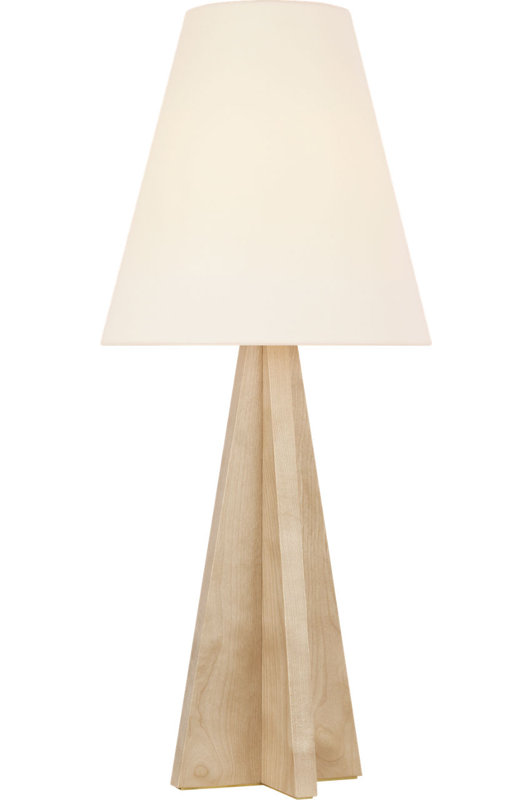 Crue 34" Table Lamp with Linen Shade, Natural Maple