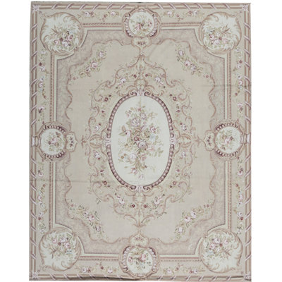 Hand-Knotted High-Quality Ivory Area Rug