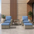 Ensemble de mobilier d'extérieur en osier avec coussins Sunbrella Henri