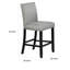 Ensemble de 2 chaises à hauteur de comptoir 24 pouces Sie, garniture cloutée, tissu gris, bois noir