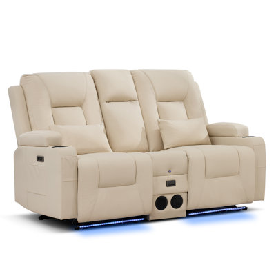 Zero Wall Hugger Power Reclining Loveseat with Flip-Up Console, LED Lights and Bluetooth Speakers