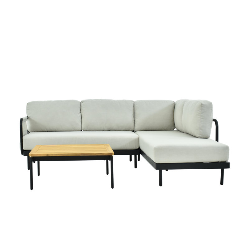 Canapé modulaire en aluminium avec table basse Evani, Beige