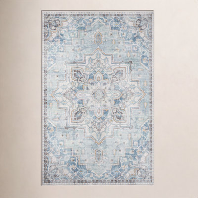 Maz Light Blue Oriental Rug