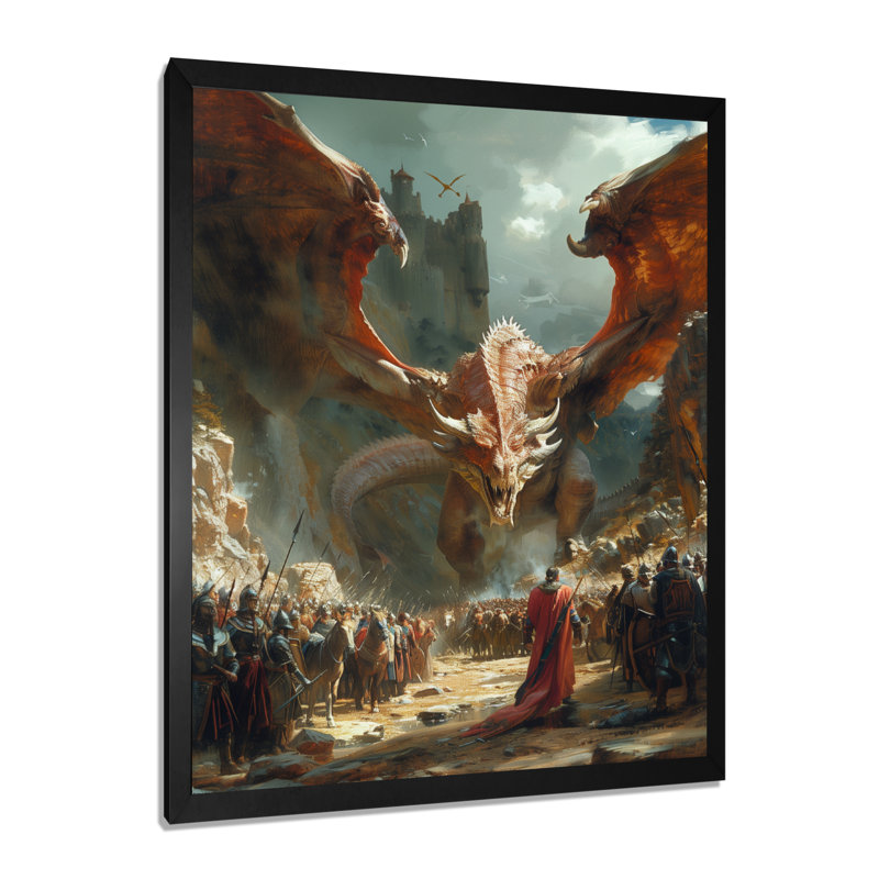 Décoration murale épique entre les dragons et les soldats V - Dragons, H 20 po x l 12 po x P 1 po