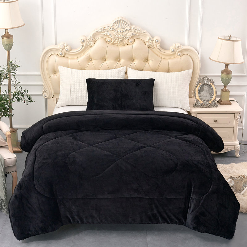 Couverture simple en molleton Sherpa, Noir