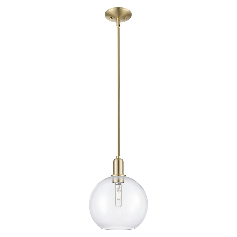 Mini-luminaire suspendu 1 lumière Arcadia - Athens, H 9 po x l 10 po x P 10 po, Clair, Bronze champagne